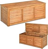 FANTASK Gartenbox Akazienholz, Auflagenbox 179 L, Aufbewahrungsbox, Kissenbox, Natur