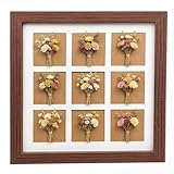 Bilderrahmen 25x25cm in Braun, Moderner Schlichter Fotorahmen Quadratisch Holz - Bilderrahme, Acryl-Bilderrahmen aus holz mit mehreren Fächern für Wand und Desktop-Display (dunkles Kaffeebraun 1)