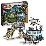 LEGO Jurassic World Giganotosaurus & Therizinosaurus Angriff Set mit Spielzeug-Hubschrauber, Garage, Spielzeugauto und 2 Dinosaurier-Figuren, Geschenk für Fans von der Jurassic Park-Reihe 76949