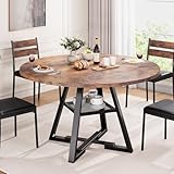 Jocoevol Esstisch Runder für 2–4 Personen, Esszimmertisch mit Ablage, platzsparender Küchentisch aus Holz im Industrial Design (Vintage Braun, 107x107x76cm)
