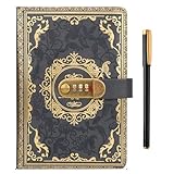 A5 Tagebuch mit Schloss, PU tagebuch für erwachsene mit schloss, 200 Seiten tagebuch schloss, Hardcover Passwort Notizbuch, Vintage Lock Journal, Mädchen, Männer, Studenten, 21,8 x 14,7 cm (grau)