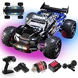 RC Auto Brushless 60KM/H, 1/14 Ferngesteuertes Auto Erwachsene mit 7 Farben Lichtern, Aufrüstbar auf 3S 75KM/H, Monstertruck Ferngesteuert mit 2X 2000mAh-Akku, Ferngesteuertes Auto ab 8 10 11 12 Jahre