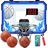 VROGTIK Indoor-Basketballkorb für Kinder mit 7 farbigen LED-Lichtern, Fernbedienung, Halterung über der Tür, Anzeigetafel - Geschenke für 4-12 jährige Jungen und Mädchen