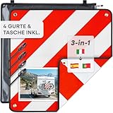 Prowiste Warntafel Fahrradträger – ECE R70 geprüft – Für Italien, Spanien & Portugal – Robustes Aluminium – Einfache Montage mit Spanngurten & Tasche (50×50 cm)