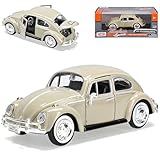 Motormax Volkwagen Käfer 1300 Coupe Savanna Beige mit Weissbandreifen 1/24 Modell Auto mit individiuellem Wunschkennzeichen