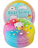Bear Rainbow Snow Fizz Slime, Nicht Klebriger Crunchy Schleim für Kinder, Sensorisches Schleim Spielzeug, Geschenke für Mädchen und Jungen zum Geburtstag, zu Ostern, Halloween und Weihnachten