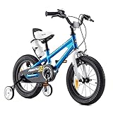 RoyalBaby Freestyle Kinderfahrrad Jungen Mädchen mit Stützräder Fahrrad 16 Zoll Blau