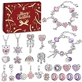EvcgoX Adventskalender 2025 Teenager Mädchen, Weihnachtskalender Schmuck Basteln Kinder, Charm Armband Halskette Bastelset Weihnachten, Schmuck Adventskalender Geschenke Mädchen 6 7 8 9 10 11 12 Jahre