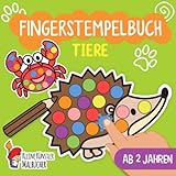 Fingerstempelbuch Ab 2 Jahren: Tiere - Fingerstempeln, Malen und Basteln! - Das große Fingerstempel Buch für Kinder - Bastelbuch für Jungen und Mädchen - Fingerfarben Stempelbuch Ab 2