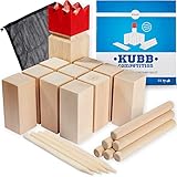 Ocean 5 Original Kubb Competition XXL | Wikinger Spiel, Holz - Birke | Premium Holzspiel aus Massivholz | Outdoor Schwedenschach für Kinder und Erwachsene | Kubb Spiel extra groß