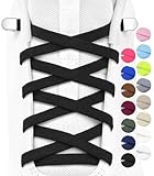 Stepace 2 Paar Elastische Schnürsenkel für Kinder und Erwachsene Sportschuhe Sneaker flache Schuhbänder elastische ohne binden Schwarz 120