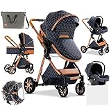 3 in 1 Kombikinderwagen Reisesysteme Standardkinderwagen Kinderwagen Buggy Neugeborener Tragbarer Reisewagen Kinderwagen Faltbarer High Landscape Kinderwagen (225 Blue)