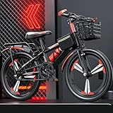 22 Zoll Kinder Mountainbike Singlespeed Einteiliges Raddesign Mit Heckrahmen und Frontkorb Weicher Sitz Mit Einstellbarer Höhe Mehrere Farben Fahrrad C1,22 inches