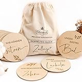 Prinzental ® 30 Baby Meilensteinkarten für ZWILLINGE auf edlen Holzscheiben | Zwillinge Geschenk Geburt | Originelles Geschenk zur Geburt von Zwillingen