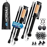 NORDMUT® Wanderstöcke faltbar ab 1,50m aus stabilen Aluminium - Leichte Faltbare Wanderstöcke mit ergonomischen Griffen - Robuste Trekkingstöcke mit kompakten Packmaß inkl. Gummipuffer Set