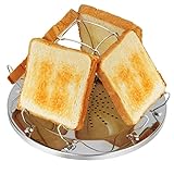Vusddy Camping Toaster für Gaskocher, faltbarer Edelstahl Gas Toaster für 4 Scheiben, Mini Gasherd Toaster für Outdoor, Picknick, Reisen, Wohnmobile, RV