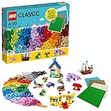 LEGO 11717 Classic extragroße Steinebox mit Bauplatten kreatives und Konstruktionsspielzeug ab 4 Jahren mit Rädern, Fenstern, Türen und 4 Grundplatten