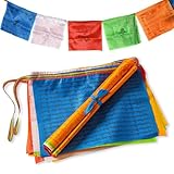 Tibetische Gebetsfahnen,7 Meter Gebetsfahnen Tibet Outdoor,Gebetsfahnen Bedeutung,Handgefertigt, 20 Fähnchen (je 28x35cm),Buddhistische Gebetsfahnen,Prayer Flags,Fahne Garten