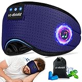 LC-dolida Schlafmaske mit Kopfhörer Seitenschläfer Schlafmaske Bluetooth Waschbar Lichtblockierende Schlafbrille mit Mikrofon für Reisen/Nickerchen/Yoga/Meditation/Schlafen(Blau)
