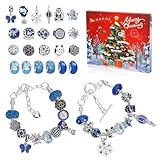 Adventskalender 2024 Kinder Mädchen, 24 Füllung Basteln Charms Armbänder Kit, Schmuck Adventskalender 2024, Weihnachten Charm Armband Kit Geschenk Mädchen 5 6 7 8 9 10 11 12 Jahre, (Blau)
