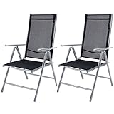 Casaria® Gartenstuhl 2er Set Klappbar Aluminium Wetterfest 8- Fach Verstellbar 120kg Belastbar Outdoor Balkon Camping Hochlehner Klappstuhl Stuhl Silber