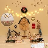 FFZZKJ Wichteltür Set 75 Stück Wichtel Zubehör Weihnachten, mit 25 Wichtelbriefe, Wichtel Baustelle, Wichtel Schablone, Fußabdrücke, Tischkalender, Schaukelt, Backset,mit Licht für Advent, Weihnachten