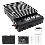 Camping Grillset Camping BBQ Set tragbarer Kassettengrill mit Grillrost, Grillpfannen-Clip – Campingkocher tragbarer Gasgrill Gasbrenner mit Koffer