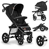 LIONELO Annet Tour Kinderwagen bis 22 kg, verstellbarer Griff, zusammenklappbar, verstellbare Rückenlehne bis zur Liegeposition, wartungsfreie Räder, XXL-Verdeck, 5-Punkt-Gurt, Einkaufskorb