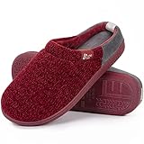 LongBay Damen Hausschuhe mit Memory Foam rutschfeste bequeme Slip-On Pantoffeln Rot,40-41 EU