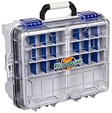 Flambeau Outdoors 3000WPBC Wasserdichte Umhängetasche mit [2] WP3012 Ultimate Tuff Tainern im Lieferumfang enthalten, tragbare wasserdichte Angelbox mit Ablagen und Basiskäfig, grau/transparent,