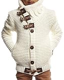 Leif Nelson Kinder Jungen Strickjacke Cardigan Schwarze Jacke für Winter Winterjacke Übergangsjacke Freizeitjacke Kinderjacken Langarm Schalkragen LN5585K 6-7 Ecru