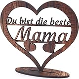 SCHILDER HIMMEL Weihnachtsgeschenke | Beste Mama der Welt | Holz Geschenk mit Herz für deine Mama zum Geburtstage, Muttertag, Weihnachten und vieles mehr