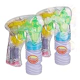Relaxdays LED Seifenblasenpistole, 2er Set, Seifenblasenmaschine Kinder, elektrisch, mit Seifenlauge, bunt