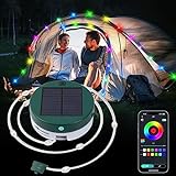 Ciskotu Tragbare Camping Lichterkette, 5M IP65 Wetterfest Solar Camping Lichterkette, 33 LEDs Dimmbar | Timer | 9 Modi Solar Lichterkette Aussen, für Camping, Reisen, Party, Balkon, Terrasse