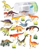 Vanplay 21 Stück Dinosaurier-Spielzeug, Dinosaurier-Figur, mit Aufbewahrungseimer für Kinder