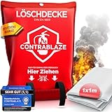 Contrablaze - Feuerlöschdecke 1x1m – Löschdecke für Küche & Haushalt – Feuerdecke für Notfälle, Brandschutzdecke EN Norm Zertifiziert, Notfalldecke für Zuhause und Auto - Fire Blanket