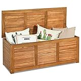 FANTASK Gartenbox Akazienholz, Auflagenbox 179 L, Aufbewahrungsbox, Kissenbox, Natur