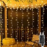 Lichterketten Vorhang Innen, Lichtervorhang Aussen 3x2m mit Stecker, LED Lichterkette Innen Außen 8 Modi Wasserdicht für Weihnachten Wand Kulisse Fenster Hochzeit Party Geburtstag Deko