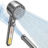 FEELSO Duschkopf mit 15-Schichte Filter, 4 Strahlarten Hochdruck Wassersparender Duschbrause mit stoppfunktion, Handbrause mit Anti-Verstopfungsdüsen für Entfernen vom Rest-Chlor, harten Wasser