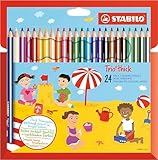 STABILO - Dreikant-Buntstift - Trio dick - 24er Pack - mit 24 verschiedenen Farben