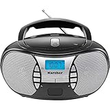 KARCHER RR 5025-B tragbares Radio, CD-Player mit Netz-und Batteriebetrieb, UKW-Radio mit AUX-Anschluss & Kopfhöreranschluss, schwarz