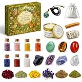RubyPop 2025 Kristall Adventskalender - 24 Tage Natürliche Heilsteine Weihnachts-Countdown-Kalender mit Selbstheilungs-Steinchen für Erwachsene, Handgemachtes Hexen-Anfängerset Geschenk