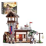 FUNWHOLE Mittelalterlicher Trainingsgelände Beleuchtung Bauklötze Set, 964 Pcs Mittelalter Burg Klemmbausteine Stadttor Castle Spielzeug für Erwachsene und Jugendliche