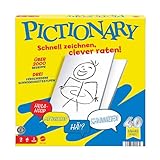 Mattel Games Pictionary Familienbrettspiel für Kinder, Erwachsene und Spieleabende für 2 Teams mit löschbaren Stiften, Maltafeln und Sanduhr, JDX99