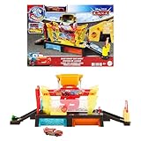 Mattel Disney Pixar Cars Autowaschanlagen-Spielset für Rennwagen mit Lightning McQueen-Spielzeugauto mit Farbwechseleffekt, ca. 50 cm lang, mit anderen Sets kombinierbar, JBM70