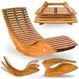 Casaria® Sonnenliege Klappbar Wetterfest Holz 160kg Belastbarkeit Pflegeleicht FSC®-Zertifiziert Akazie Garten Balkon Sauna Liege Holzliege Relaxliege 195x60cm