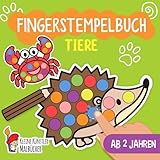 Fingerstempelbuch Ab 2 Jahren: Tiere - Fingerstempeln, Malen und Basteln! - Das große Fingerstempel Buch für Kinder - Bastelbuch für Jungen und Mädchen - Fingerfarben Stempelbuch Ab 2