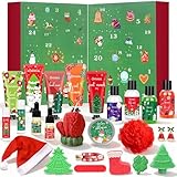 Adventskalender 2025 für Frauen, Beauty Weihnachtsgeschenke für Frauen mit Handcreme, Kerze, Lippenbalsam, Weihnachtsmütze, Badebomben, 24 Weihnachtskalender Hautpflege Geschenkset für Damen