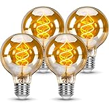 Dexnump E27 LED Dimmbar Vintage Edison Vintage Glühbirnen Ø8*12CM 4 Stück Warmweiß 2200K Retro Glühbirne 4W 200Lm Amberglas Gewundene LED Filament Ideal für Dekorative Nostalgie Retro Industrial