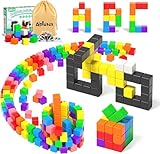 Apluses 54-Teiliges Magnetische Bausteine, Magnetische Bauklötze für Kleinkinder ab 3 Jahren, Montessori-Spielzeug, Magnetwürfel, Magneten für Kinder im Alter von 3-5 Jahren, Jungen und Mädchen
